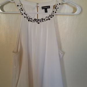 Express White beaded halter top